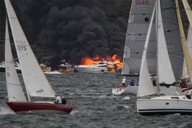  Boat fire Sydney harbour November 19, 2014 © Beth Morley - Sport Sailing Photography http://www.sportsailingphotography.com
